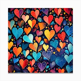 Colorful Hearts Background Canvas Print