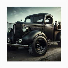 Old Vintage Black Classic Truck With Black Mag Wheels 4 Canvas Print