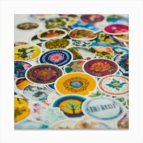 A Photo Of A Stack Of Stickers Canvas Print