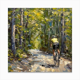 Cyclist In The Woods Canvas Print