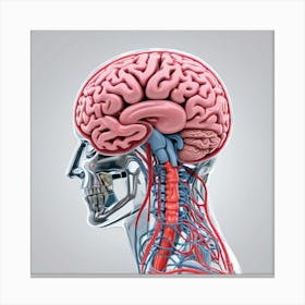 3d Render Of A Medical Image Of A Male Figure With Brain Highlighted 1 Canvas Print