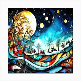 Moonlit Magic - Winter Night Sky Canvas Print
