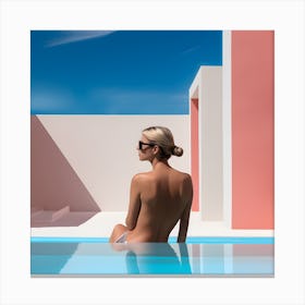 Woman In A Pool Canvas Print