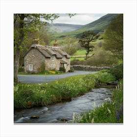 Cottage By The Stream 7 Canvas Print