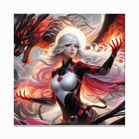 Girl With A Dragon 2 Canvas Print