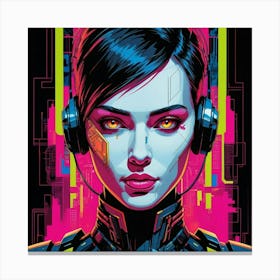 Futuristic Woman With Headphones Canvas Print