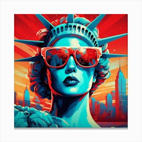 Liberty Statue in Red Sunglasses Canvas Print