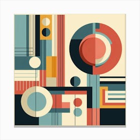 Retro Inspired Geometric Abstract Art With Bold Colors And Clean Lines, Style Mid Century Modern Art 2 Canvas Print
