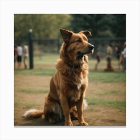 Dog Sitting In A Park Canvas Print