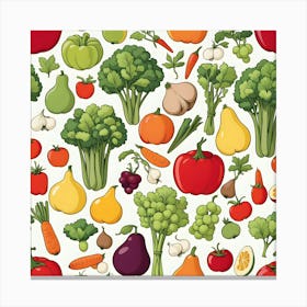 Seamless Pattern Of Vegetables Canvas Print