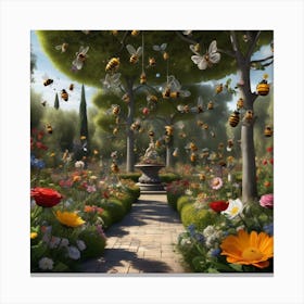 Bees In The Garden Canvas Print