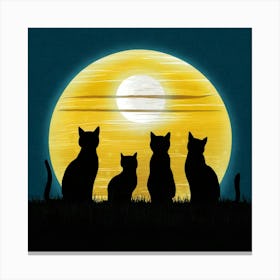 Cats In The Moonlight Canvas Print