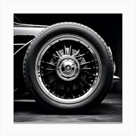 Car Wheel Tire Tyre Vehicle Auto Automobile Transportation Truck Rim Flat Road Old Vint Canvas Print