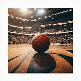 Basketball Ball On The Court Canvas Print