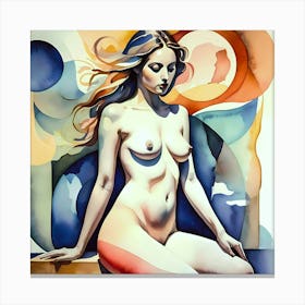 Sitting Nude Woman Canvas Print