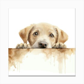 Puppy Peeking Over The Wall 1 Canvas Print