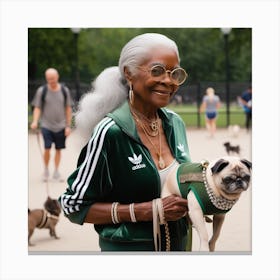 Woman With A Pug 1 Canvas Print