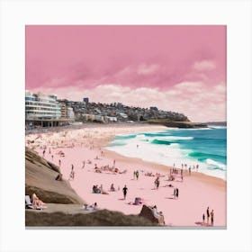 Bondi Beach, Sydney, Australia Pink Photography 3 Canvas Print