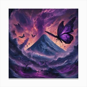 Purple Butterfly In The Sky Canvas Print