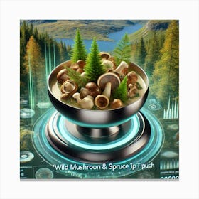 Wild Mushroom And Spruce Tip Garnish Scifi 1 Canvas Print