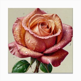 Rose With Water Droplets Canvas Print