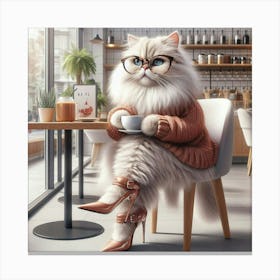 A beautiful cat in a tea shop Canvas Print