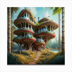 Huge colorful futuristic house design with vibrant details 5 Canvas Print