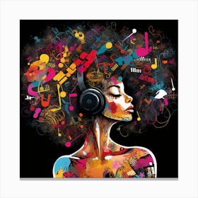 Afro Girl With Headphones 2 Canvas Print