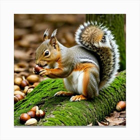 Squirrel Eating Acorns Canvas Print