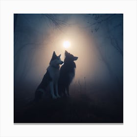 Two Dogs In The Forest Canvas Print