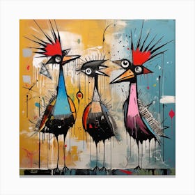 Abstract Crazy Whimsical Birds 1 Canvas Print