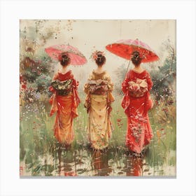 Three Geishas - Japanese vintage art, abstract art, abstract painting  city wall art, colorful wall art, home decor, minimal art, modern wall art, wall art, wall decoration, wall print colourful wall art, decor wall art, digital art, digital art download, interior wall art, downloadable art, eclectic wall, fantasy wall art, home decoration, home decor wall, printable art, printable wall art, wall art prints, artistic expression, contemporary, modern art print, Canvas Print