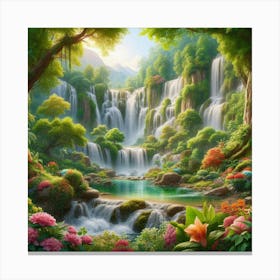 Waterfall In The Forest 29 Canvas Print