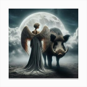 Angel And Boar 2 Canvas Print