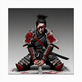 Male Samurai Bloodied And Worn Out Canvas Print