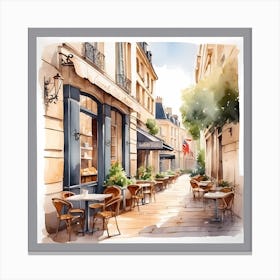 Watercolor Paris Street Cafe Canvas Print