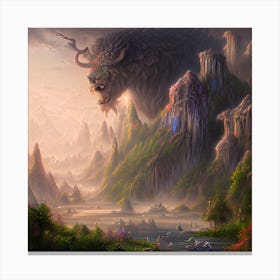 Gigantic Beast In The Mountains Canvas Print