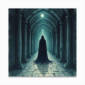 Horror Figure In A Watercolor Dark Labyrinth 1 Canvas Print