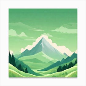 Misty mountains background in green tone 137 Canvas Print