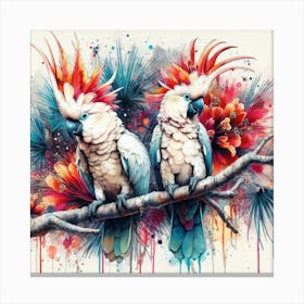 Cockatoos Abstract Canvas Print