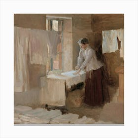 Woman Washing Clothes 2 Canvas Print