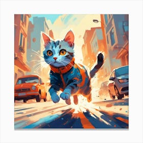 Running Away Cat Canvas Print