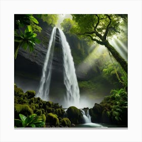 Waterfall In The Jungle 3 Canvas Print