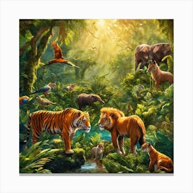 Tigers In The Jungle Canvas Print