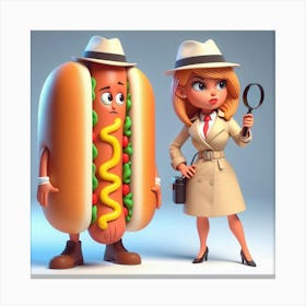 Hot Dog And Detective Canvas Print