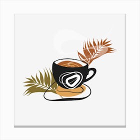 Coffee Cup With Leaves 8 Canvas Print