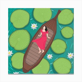 Woman In A Boat Canvas Print