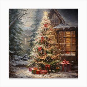 Christmas Tree In The Snow Canvas Print