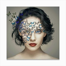 Butterflies On The Face Canvas Print