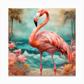 Flamingo Dreams A Surreal Tribute to Van Gogh's Golden Style 3 Canvas Print